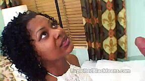 Ebony teen takes big black cock in her big ass and gets facial