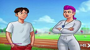 in summertime saga, milf provides emotional stress relief through handjob in episode 4 scene 75