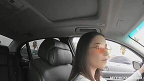 asian american teen babe on a blowjob mission in pantyhose