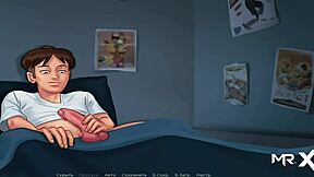 in summertime saga, milf provides emotional stress relief through handjob in episode 4 scene 75