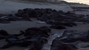 just cumming hard on the beach with her