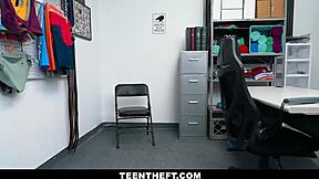 Nasty teen shoplifter enjoys punishment with blowjob 😈