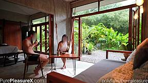 Hot Latina Chick Rides Biggest White Cock On Sofa