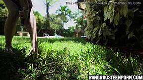 Hot brunette gives jerk off instructions before he joins