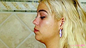 Adorable blonde just took a steamy shower today