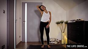 Sweaty Yoga Girl's Massive Orgasm