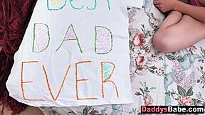 Cute Daughter Teases Dad with Footjob