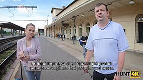 Lucky hunter scores big cash to bang a stunning young woman