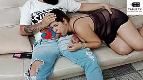 Massage Turns Wild as Stepmom's Mouth Gets Filled with Cream.