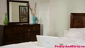 Watch This Petite Glamour Babe Get Doggystyled!