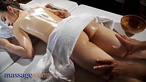 Wow! Kylie Nymphette Blowjob and Footjob in Massage Room Orgy!