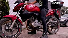 Is this young latina sucking the delivery guy's big cock?