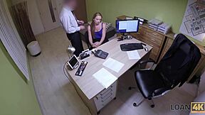 loan agent interviews teen student with empty wallet
