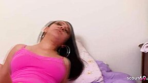 Curvy teen step sister Mya, wow, first interracial with huge cock!