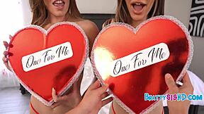 lucky step bro fucks stepsis and friend on valentines?