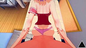 Sakura and Naruto have uncensored sex in anime. Creampie and blowjob action!