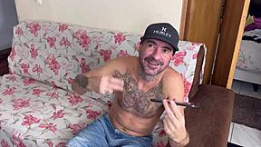 Maid ironing clothes while boss eyes her naughty moves.