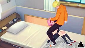 Sakura and Naruto have uncensored sex in anime. Creampie and blowjob action!
