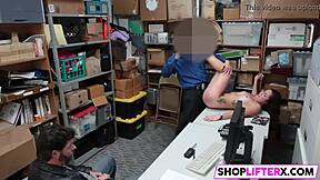 Teen shoplifter GETS TOUCHED EVERYWHERE in the office!
