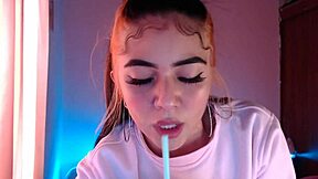 Egirl spits and drools all over cock in ahegao blowjob.