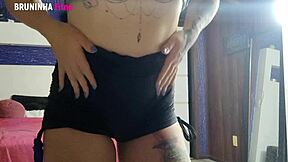 She shows her new shorts, but he focuses on her ass.