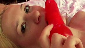 Hot Blonde Masturbates Pussy And Sucks Dildo