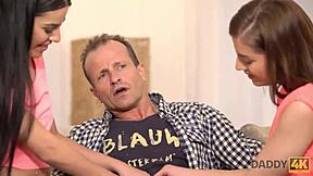 man, stepdad’s ffm threesome with us teen stepdaughters was wild!