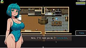 Did she fall in water without panties in Lost Lagoon hentai?