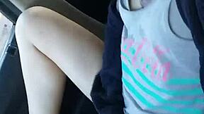 Homemade Amateur Wife Masturbates in Traffic, Cumming from Being Seen