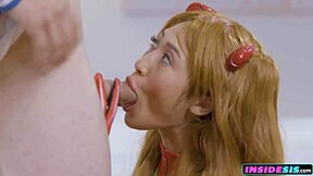 sexy cosplay girls are looking for a way to go to cumicon luckily if you exchange their stepbrothers cocks they can complete their journey