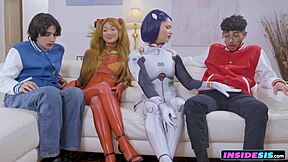 sexy cosplay girls are looking for a way to go to cumicon luckily if you exchange their stepbrothers cocks they can complete their journey