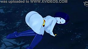 Raven with big thighs gives jerk off instructions in dark forest.