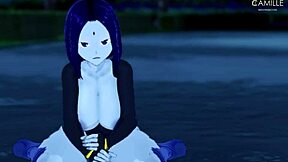 Raven with big thighs gives jerk off instructions in dark forest.