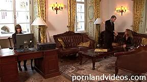 skinny brunette teen 18+ with big anal hole fucked in the office