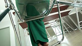 The teacher had a discussion with the big-ass girl in his classroom.