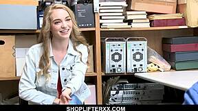 Young blonde shoplifter rides hard to dodge her shoplifting bust.