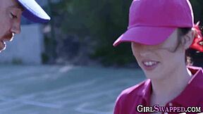 busty stepdaughter spends time with family member