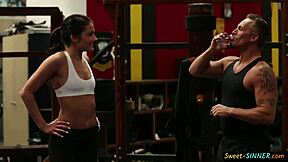 Small-Titted Teen Pounded Hard by Trainer in Wild Session