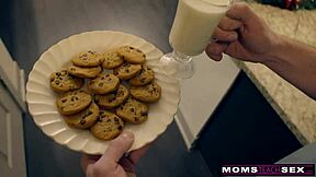 momsteachsex - santas horny helpers bent over in christmas threesome with big tits sucking and cumshot 😏