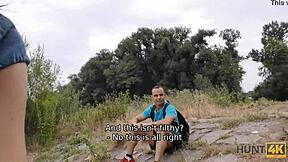 Hunter bags perfect trimmed pussy in public park