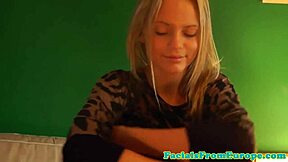 petite european blonde amateur loves sucking cock in pov and gets facial cumshot