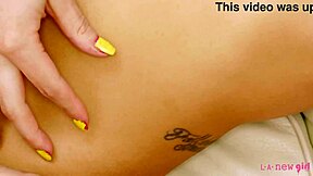 sizzling petite brunette teen gets naked for lesbian casting with mommy