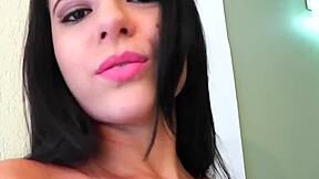 brunette teen 18+ with sculpted body gives blowjob before anal