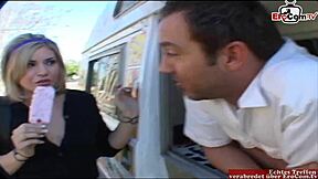 Blonde Student With Tiny Tits Picked Up At The Street For Car Fuck