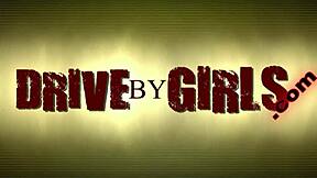 Kitty Jane teases strangers with blowjobs through the car window in wild orgy