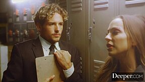 Abigail mac seduces young employee in bathroom