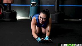 Hot brunette teen in oil craves hard dick.