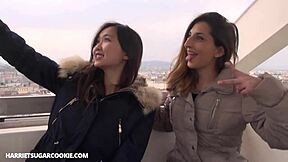 Super hot bodied Spanish brunette teen gives sensual blowjob and cumshot at night