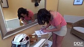 Akasha Cullen eagerly swallows the delivery guy's dick and cum in this pov blowjob scene.