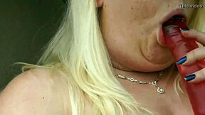 i watch bbw brandy suck and titfuck that big dildo with her tongue all over it, so hot